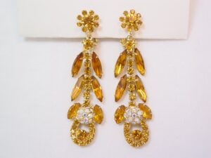 Long Topaz Rhinestone Earrings
