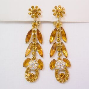 Long Topaz Rhinestone Earrings