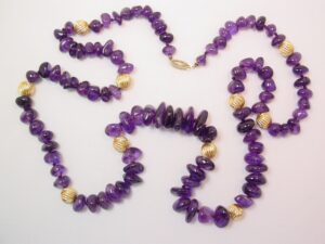 Polished Amethyst and 14KG Beaded Necklace