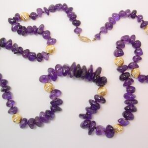 Polished Amethyst and 14KG Beaded Necklace
