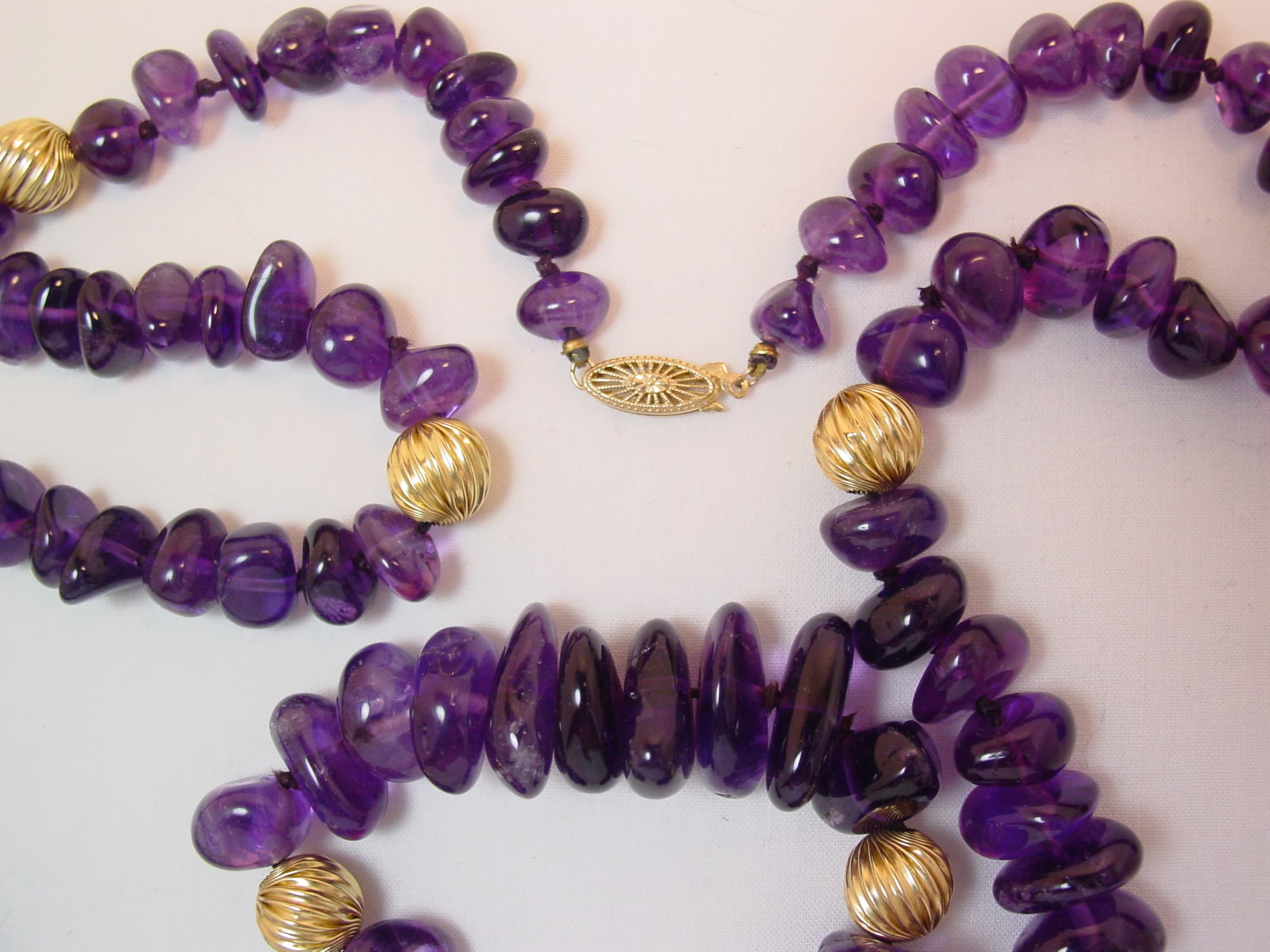 Polished Amethyst and 14KG Beaded Necklace - Image 2