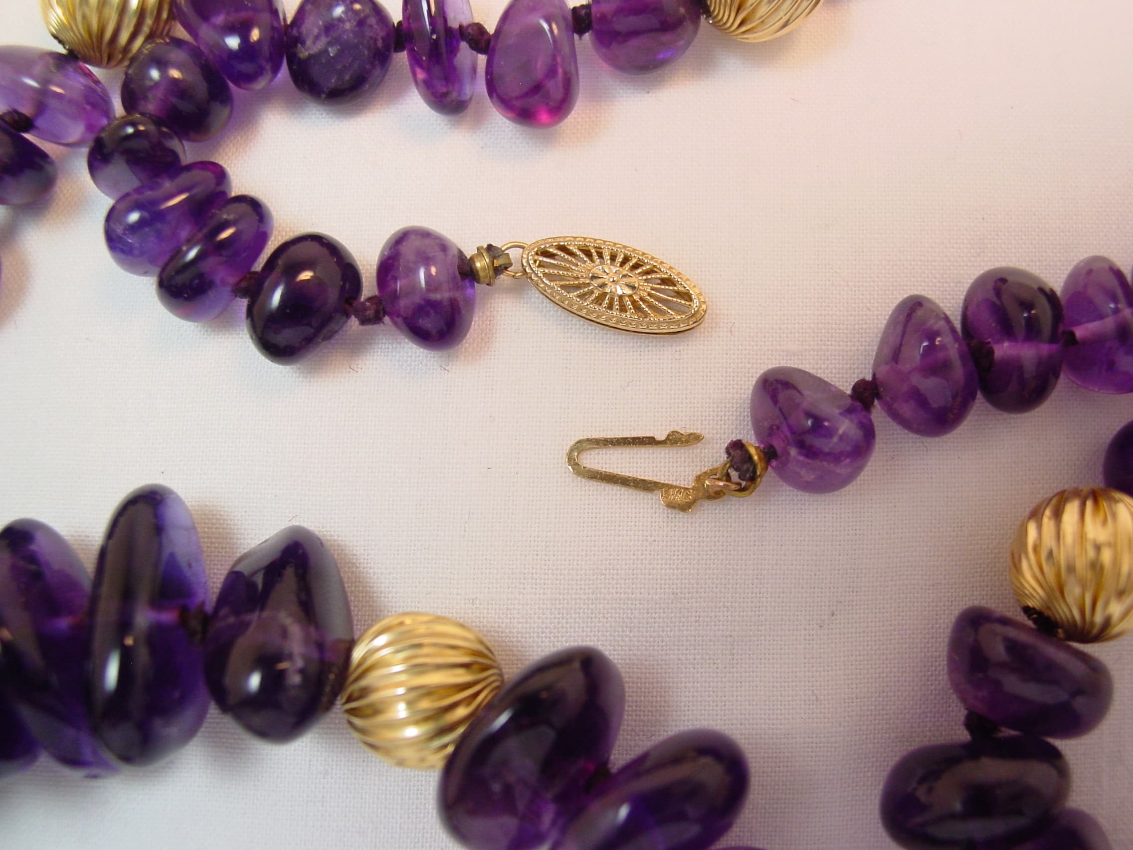 Polished Amethyst and 14KG Beaded Necklace - Image 3