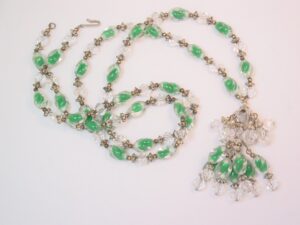 Hobé Green and Crystal Tassel Necklace