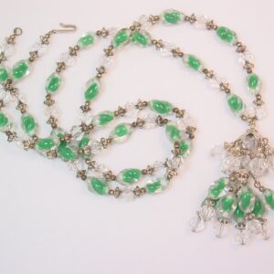 Hobé Green and Crystal Tassel Necklace