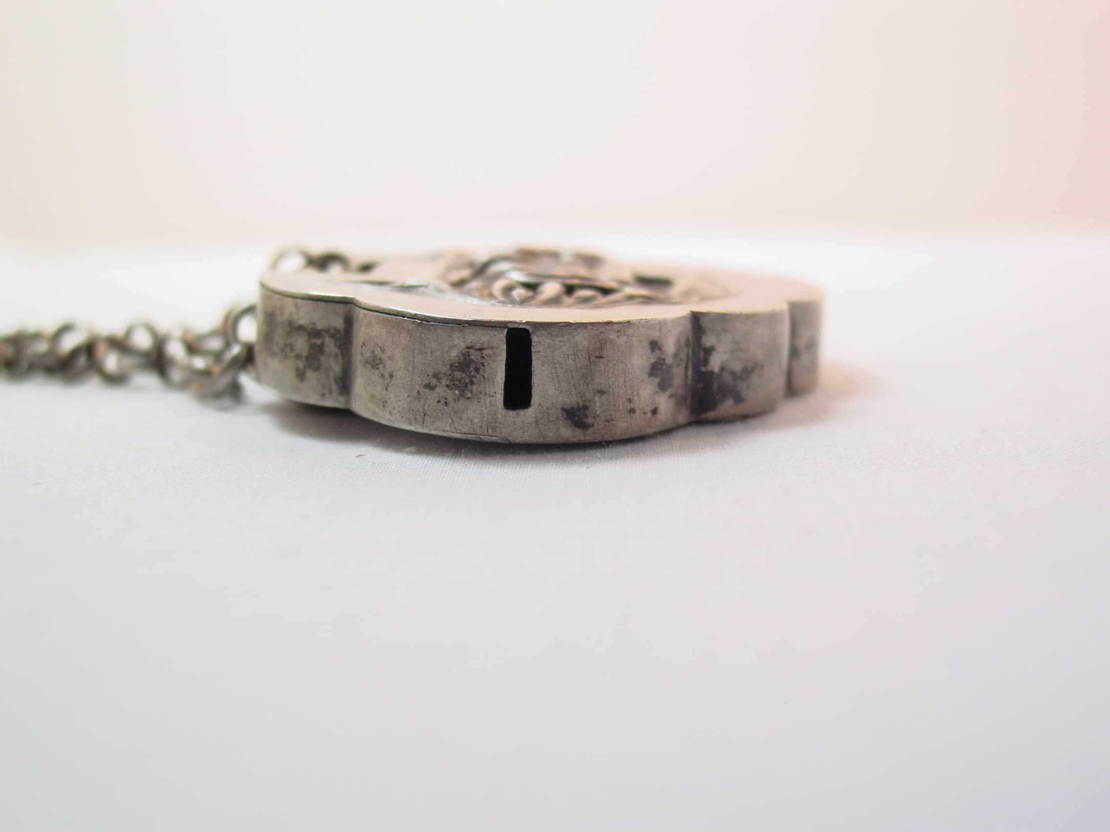 Antique Chinese Good Luck/Longevity Lock Necklace with Bell Charms - Image 5