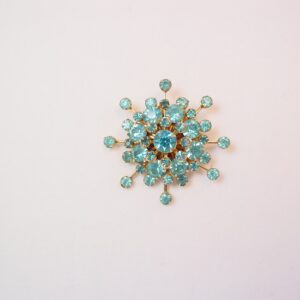 Aqua Blue Rhinestone Snowflake Pin