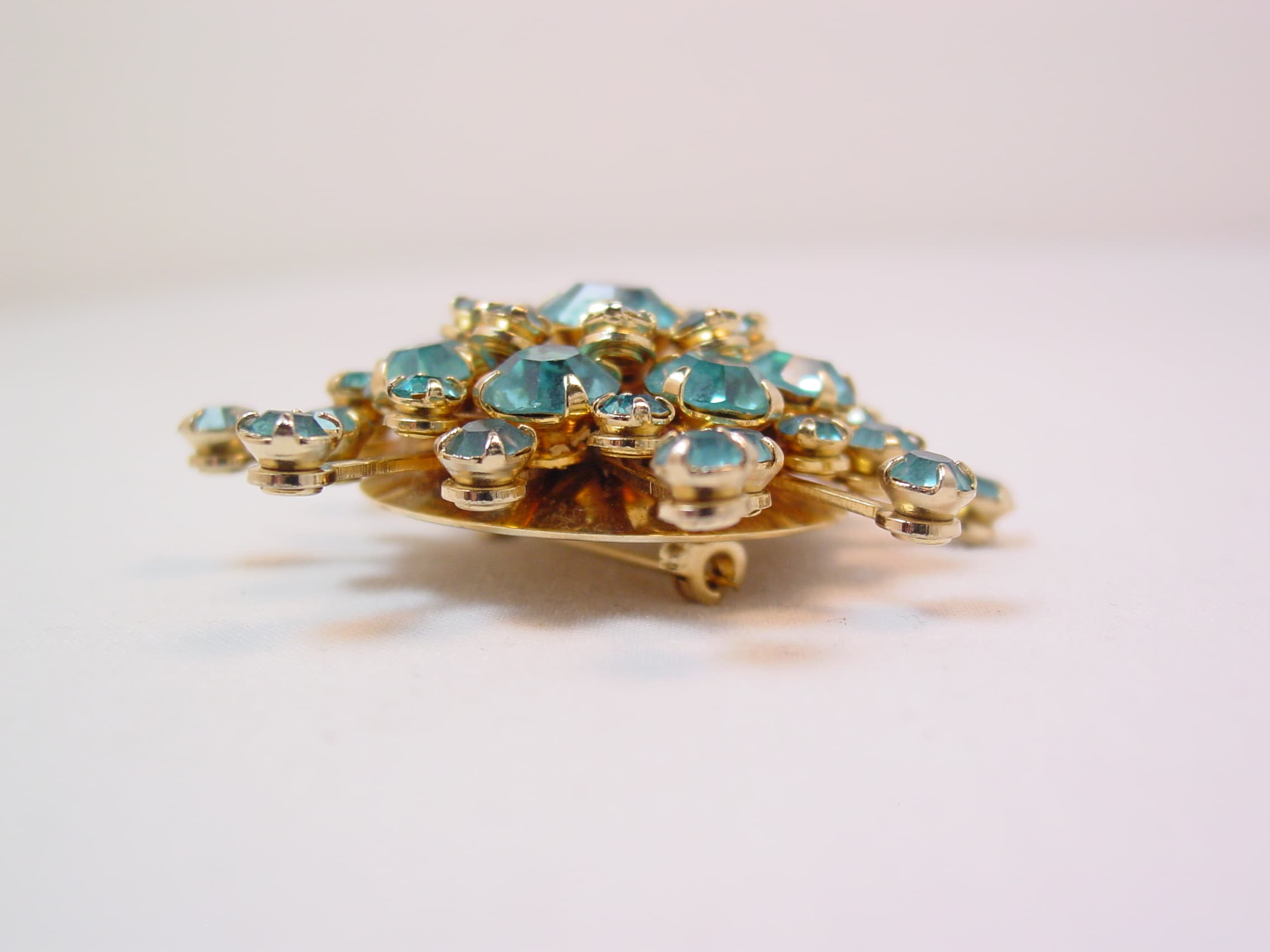 Aqua Blue Rhinestone Snowflake Pin - Image 2