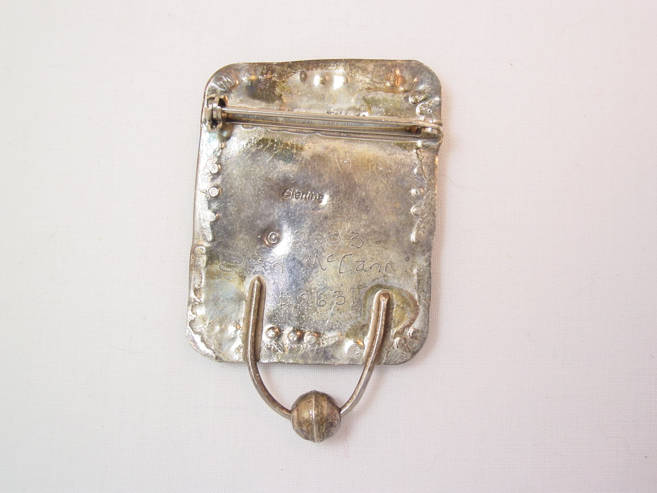2003 Dan McCann Numbered Sterling Fused Glass Pin - Image 2
