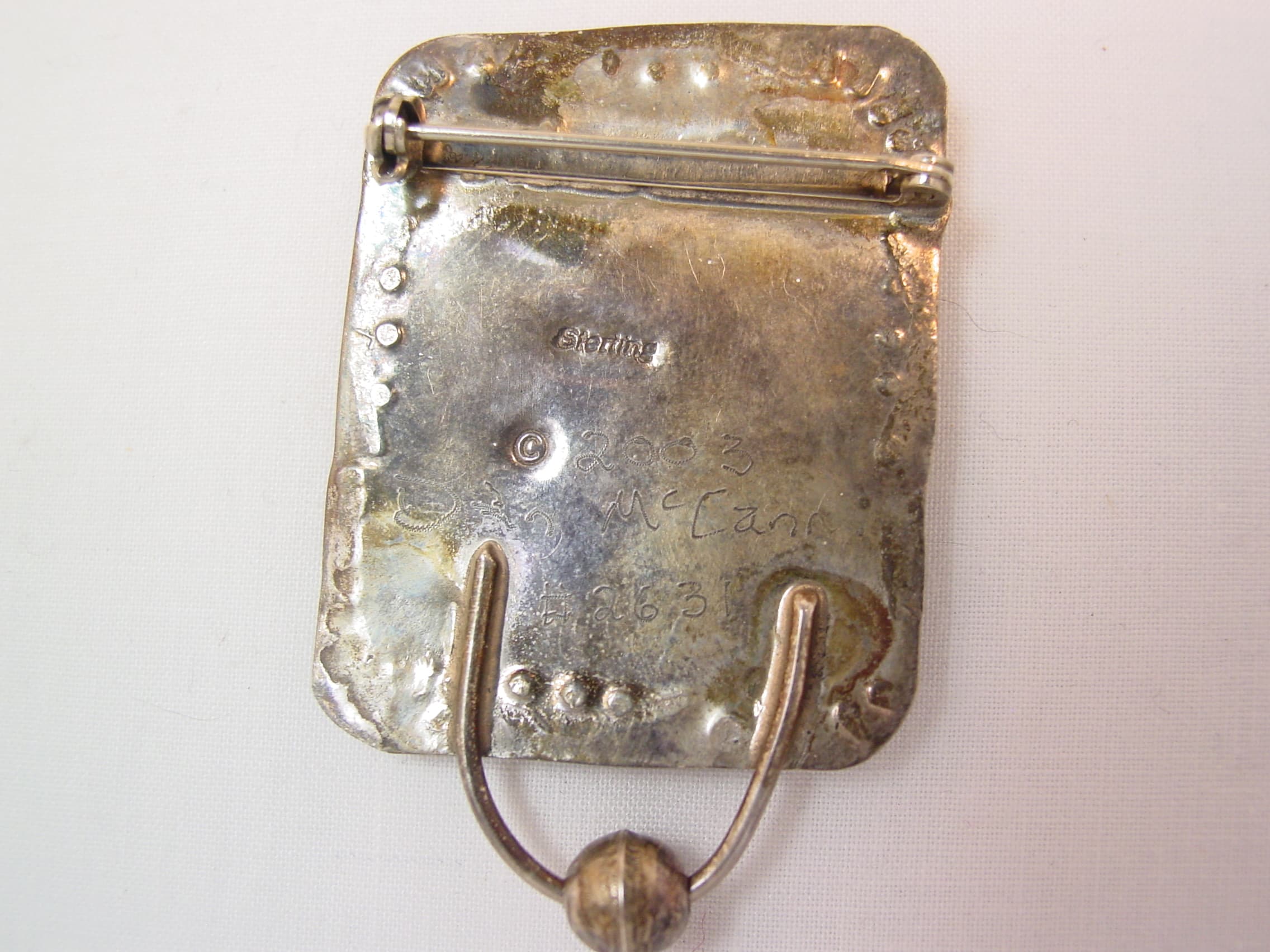 2003 Dan McCann Numbered Sterling Fused Glass Pin - Image 3