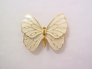 Cream-Colored Enamel Parklane Butterfly Pin