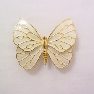 Cream-Colored Enamel Parklane Butterfly Pin