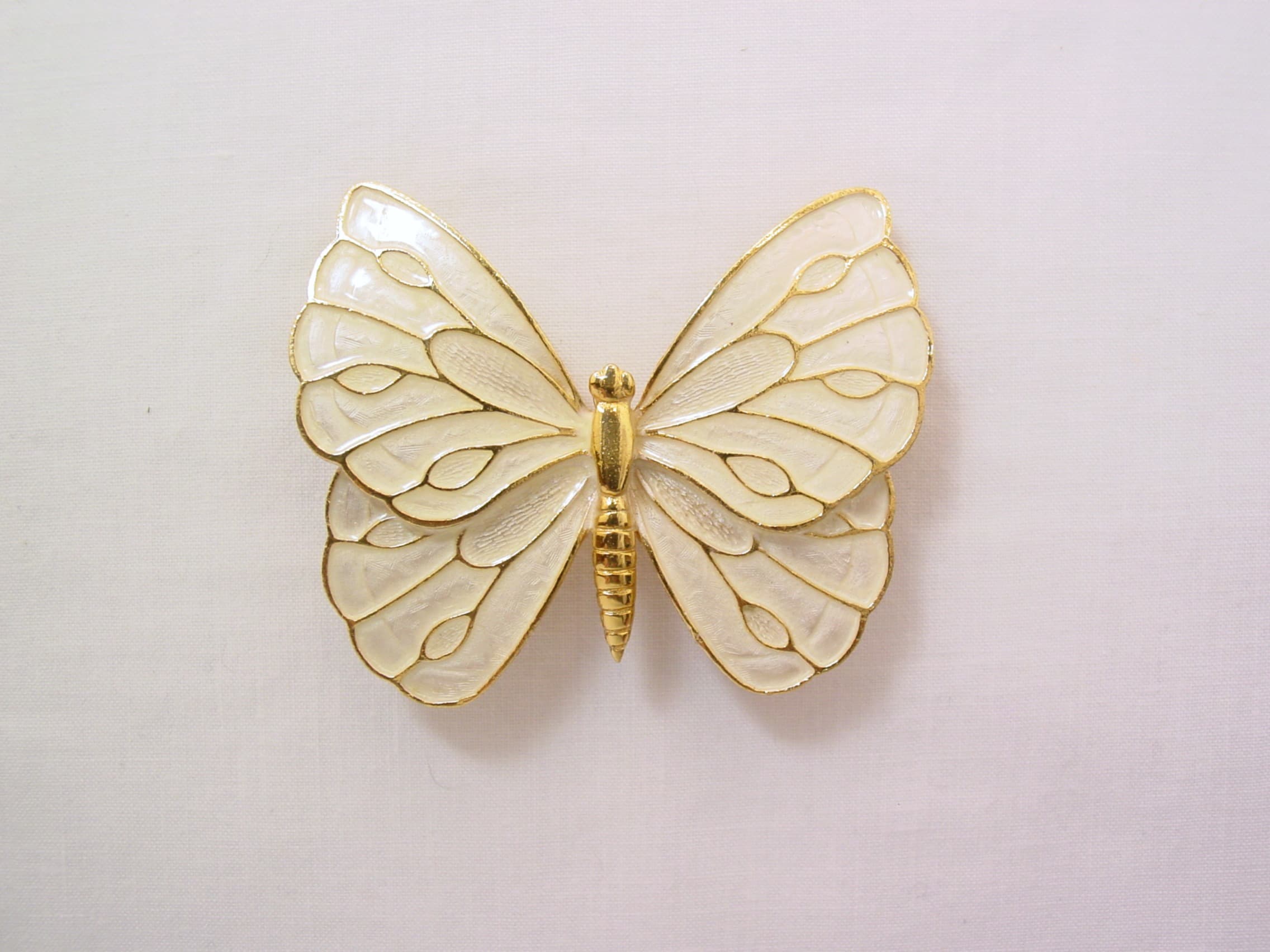 Cream-Colored Enamel Parklane Butterfly Pin