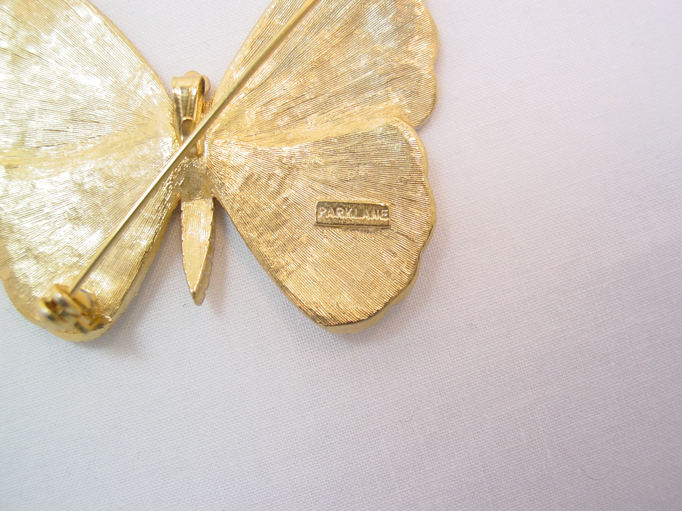 Cream-Colored Enamel Parklane Butterfly Pin - Image 3