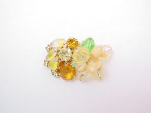 Topaz and Yellow Rhinestone and Beaded Chunky Pin