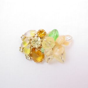 Topaz and Yellow Rhinestone and Beaded Chunky Pin
