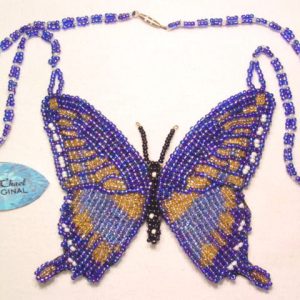 A. Chael Original Blue and Gold Butterfly Necklace