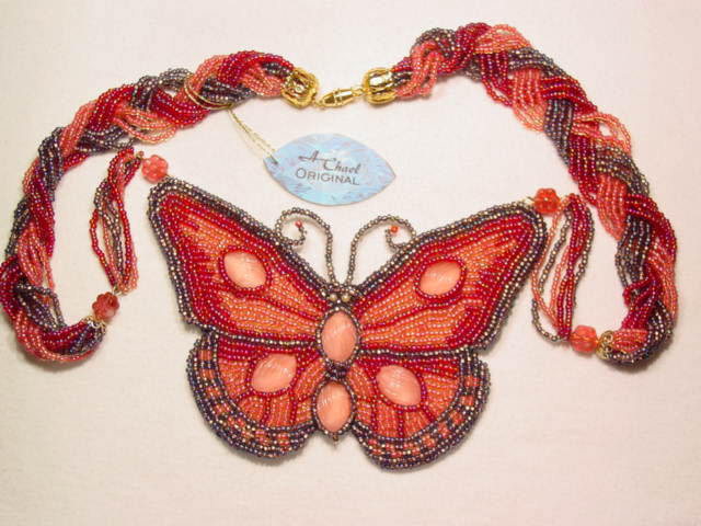 A. Chael Original Magenta Butterfly Necklace