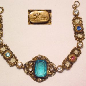 Czecho Blue Cameo Brass Bracelet