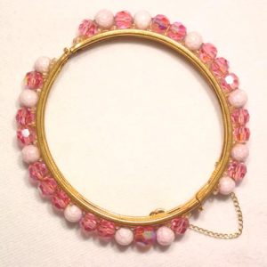 Bright Pink Aurora Borealis Hinged Bracelet