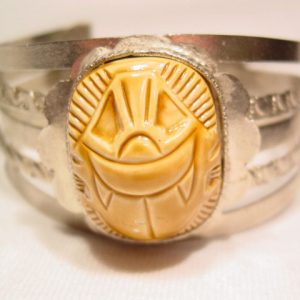 Beige Plastic Scarab Bracelet