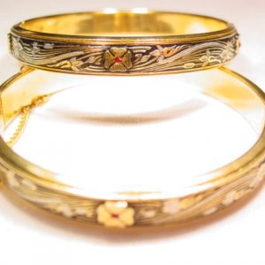 Matching Spanish Damascene Hinged Bracelets
