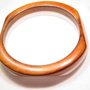 White Plastic and Wood Bangle Bracelet