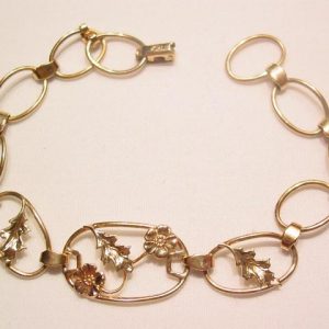 10K Floral and Leaf Bracelet
