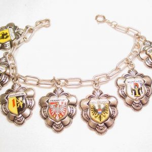 Sterling German Shield Charm Bracelet
