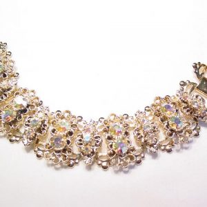 Bright Goldtone and Aurora Borealis Wide Bracelet