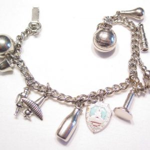 Silvertone 11 Charms Charm Bracelet