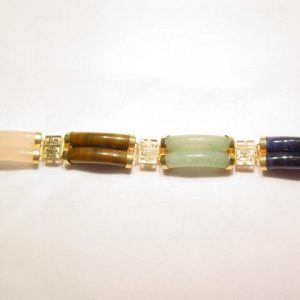 Oriental Lapis, Jade, Tiger’s Eye, and Rose Quartz Bracelet