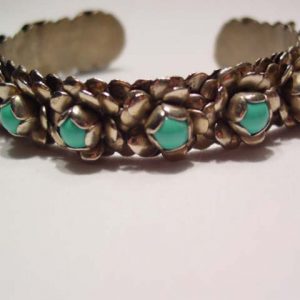 Mexican Turquoise Rose Cuff Bracelet