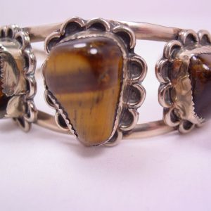 Huge Silver Tiger’s Eye Cuff Bracelet