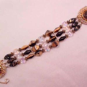 Gold, Black and Aurora Borealis Gorgeous Hobe Bracelet