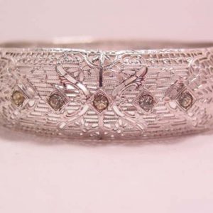 Beautiful Signed Highly Filigreed Silvertone Bracelet