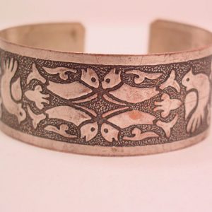 Fish, Bird and Hamsa Hand Cuff Bracelet