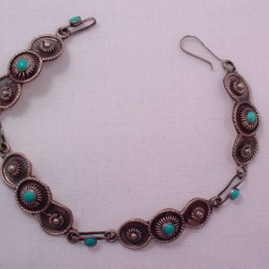 Mexican Silver Round Bracelet with Turquoise