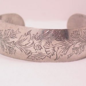 Pewter Leonard Chrysanthemum Cuff Bracelet