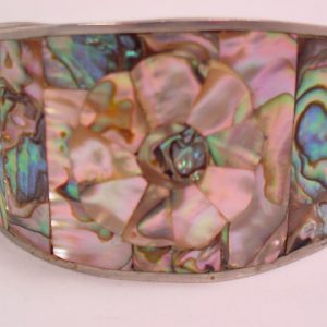 Alpaca Mexico Abalone Flower Cuff Bracelet
