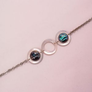 Sterling, Mother of Pearl, and Butterfly Wing Bracelet