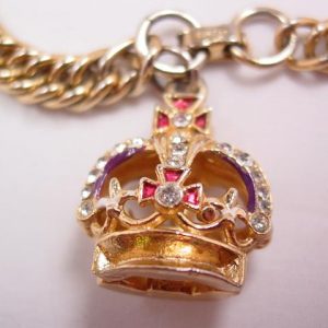 Kramer Rhinestone Crown Charm Bracelet