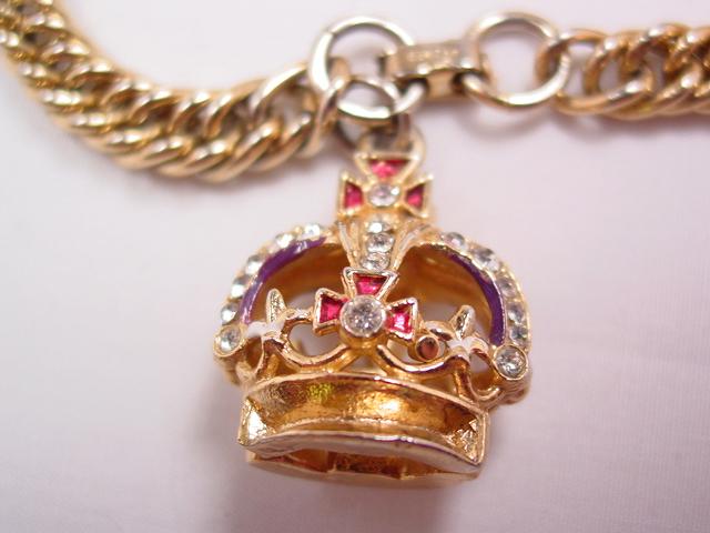 Kramer Rhinestone Crown Charm Bracelet