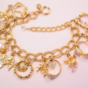 Beautiful Kirk's Folly Cherubs and Rings Charm Bracelet