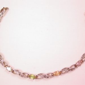 Sterling Scroll Design and Semi-Precious Stone Bracelet