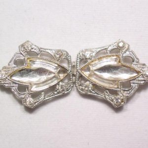 Art Deco Pot Metal Rhinestone Belt Buckle