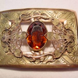 Spectacular Topaz and Lizards Belt Buckle