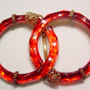 Czechoslovakian Red Glass Rings Belt Buckle