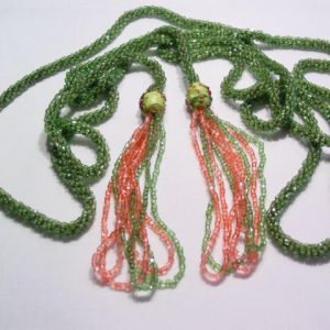 Green and Pink Glass Rope Belt