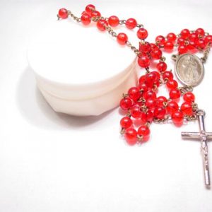 Red Plastic Rosary in Box