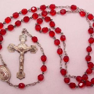 Sterling and Red Crystal Rosary